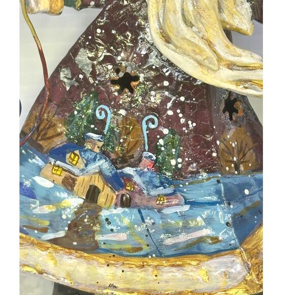 Whimsical Folk Art Style Metal Painted Santa Claus 8" Christmas Ornament - Picture 2 of 6